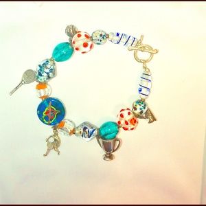 Hand blown glass bead bracelet